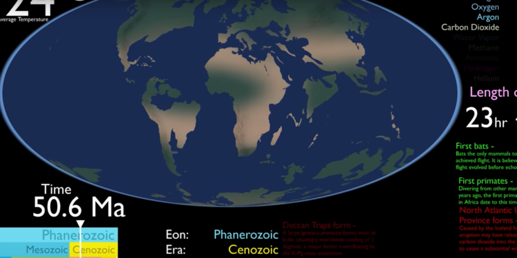 4.500 millones de años de historia de la Tierra, resumidos en un espectacular vídeo-mapa