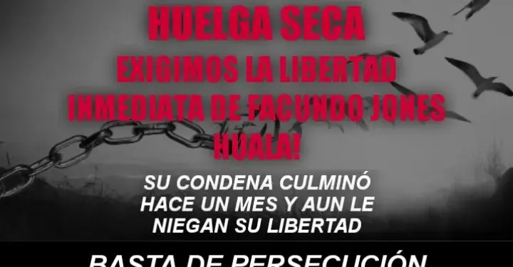 Nación Mapuche. A 30 dias en huelga seca:libertad a Facundo Jones Huala, preso politico Mapuche